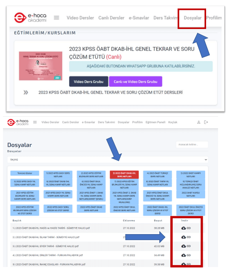 Ders Pdf’lerine nereden ulaşabilirim?